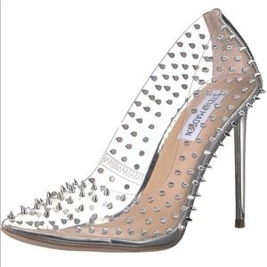 Steve Madden Vala Spike Studded Clear Lucite Pointed Stiletto Heel Pump 9.5